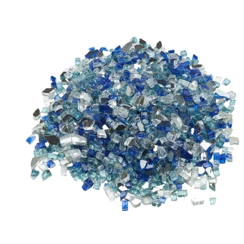 VEVOR 10LBS/4.5KG Fire Glass, Fireplace Rocks, 1/2In/12.7mm Reflective Firepit Glass Rock, High Luster+Smokeless Stone Landscaping for Fire Pit