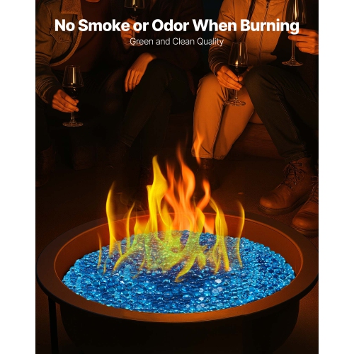 VEVOR 10lbs/4.5kg Fire Glass, High-Temperature Resistant Fireplace Rocks, 3/4In/19.05mm Reflective Firepit Glass Beads, Luster Stone Landscaping for