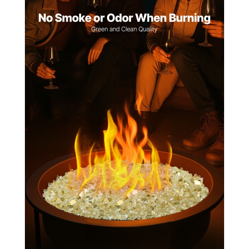 Verre à foyer VEVOR 10 lb/4,5 kg, roches de foyer résistantes aux températures élevées, roches de verre réfléchissantes et sans fumée