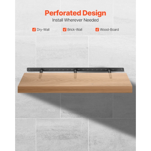 VEVOR 1 Pack Floating Shelf Bracket, 190 lbs/86 kg Weight Capacity, 34x6.2x1.5 inch, Heavy Duty Hidden Shelf Brackets Support, Wall Mounting