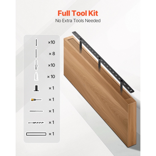 VEVOR 1 Pack Floating Shelf Bracket, 190 lbs/86 kg Weight Capacity, 34x6.2x1.5 inch, Heavy Duty Hidden Shelf Brackets Support, Wall Mounting