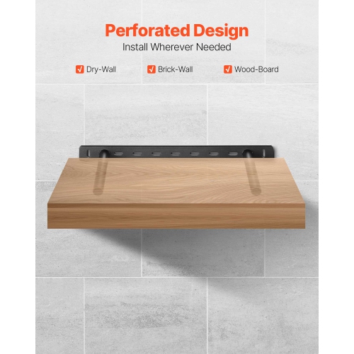 VEVOR 2 Pcs Floating Shelf Brackets, 150 lbs/68 kg Weight Capacity, 16x6.2x1.5 inch, Heavy Duty Hidden Shelf Brackets Support, Wall Mounting