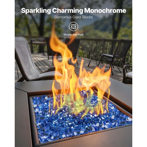 VEVOR 10LBS/4.5KG Fire Glass, High-Temperature Resistant Fireplace Rocks, 1/4 In/6.35mm Reflective+Smokeless Firepit Glass Rock, Stone Landscaping