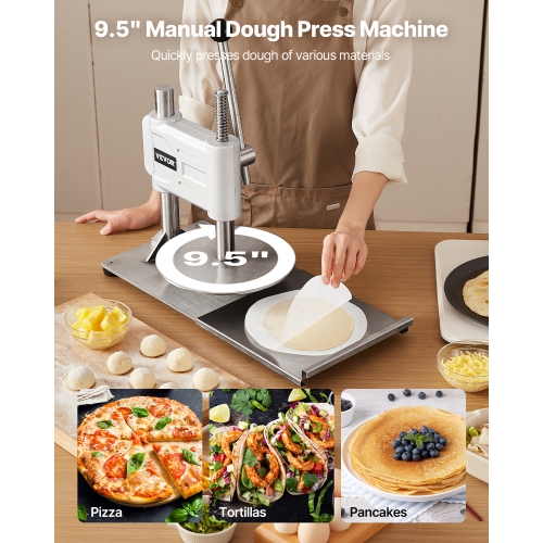 PROYONGOOP 7.9" Pizza Dough Press - Manual Press Machine With Cast Iron Base For Home & Commercial Use