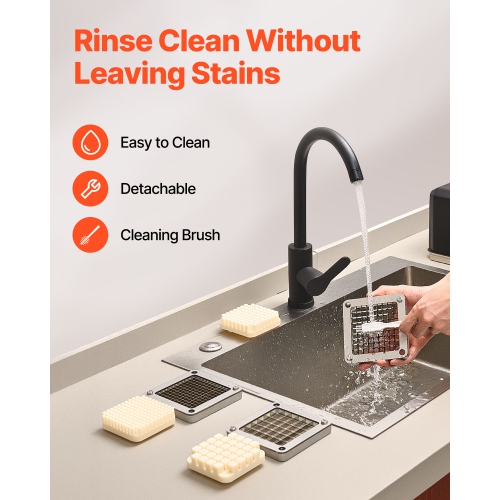 Coupe-frites commercial VEVOR, hachoir à fruits et légumes en acier inoxydable avec 3 lames de rechange 3/8-po 1/4-po de 1/2-po, trancheuse