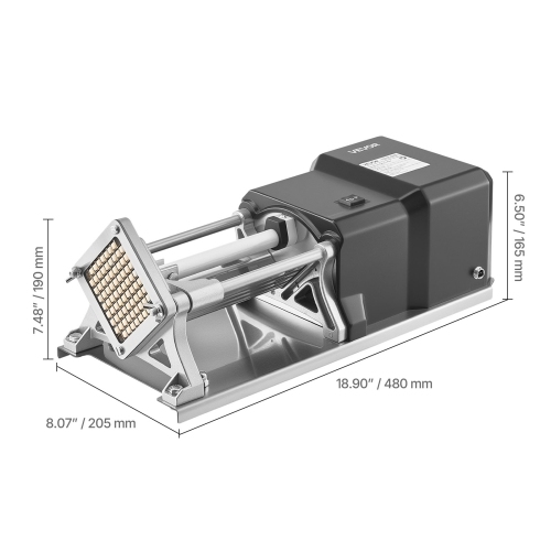 Coupe-frites commercial VEVOR, hachoir à fruits et légumes en acier inoxydable avec 3 lames de rechange 3/8-po 1/4-po de 1/2-po, trancheuse