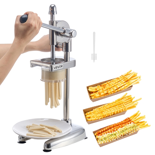 Coupe-frites commercial VEVOR, pilon de pommes de terre frites en acier inoxydable, machine à frites avec extrudeuse coulissante, pilon manuel pour
