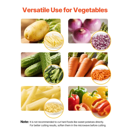 VEVOR Commercial French Fry Cutter, Stainless Steel Vegetable Fruit Chopper with 3 Replacement Blades 1/2-Inch 3/8-Inch 1/4-Inch, Manual Potato