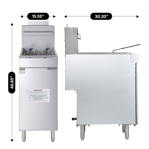 Friteuse commerciale VEVOR 90&nbsp;000&nbsp;BTU, friteuse à 3 brûleurs pour restaurants, plancher en acier inoxydable, deux paniers et température