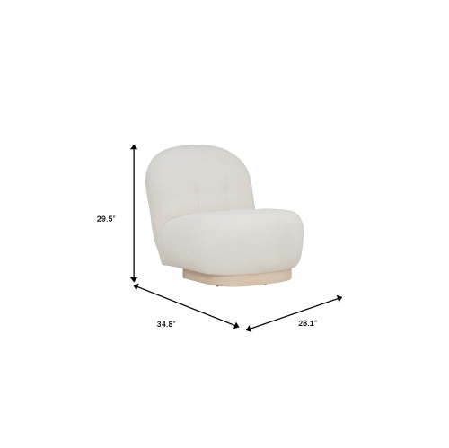 Luxana Home – Chaise d'appoint en tissu Teddy, base en bois d'Oakia massif – Blanc
