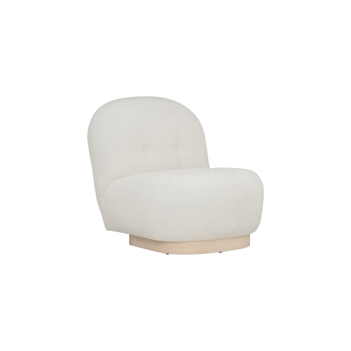 Luxana Home – Chaise d'appoint en tissu Teddy, base en bois d'Oakia massif – Blanc
