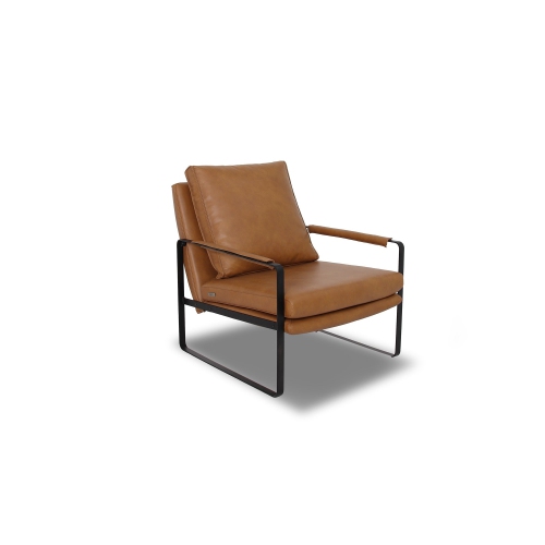 Luxana Home Accent Chair Semi-Aniline Full Top Leather High-Density Foam Feather + Fiber Back Cushion Modern– Cognac