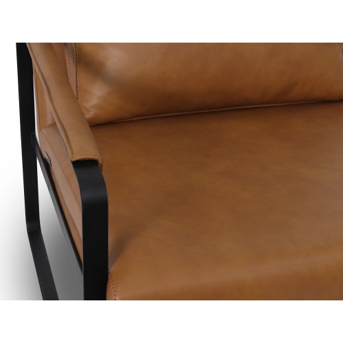 Luxana Home Accent Chair Semi-Aniline Full Top Leather High-Density Foam Feather + Fiber Back Cushion Modern– Cognac