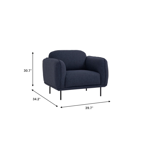 Fauteuil d'appoint moderne en tissu Linsey de Luxana Home idéal pour les salons, les salons ou les coins de lecture – bleu