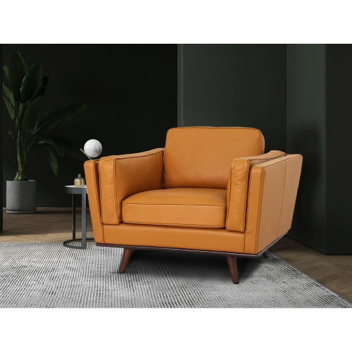 Luxana Home Arm Chair Full Top-Grain Semi-Aniline Leather High-Density foam layered with Fiber and Feather Modern– Cognac