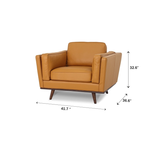 Luxana Home Arm Chair Full Top-Grain Semi-Aniline Leather High-Density foam layered with Fiber and Feather Modern– Cognac