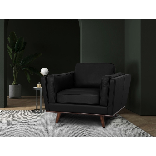 Fauteuil Home de Luxana en cuir haut de gamme Mousse haute densité moderne avec couches de fibres et de plumes – Noir