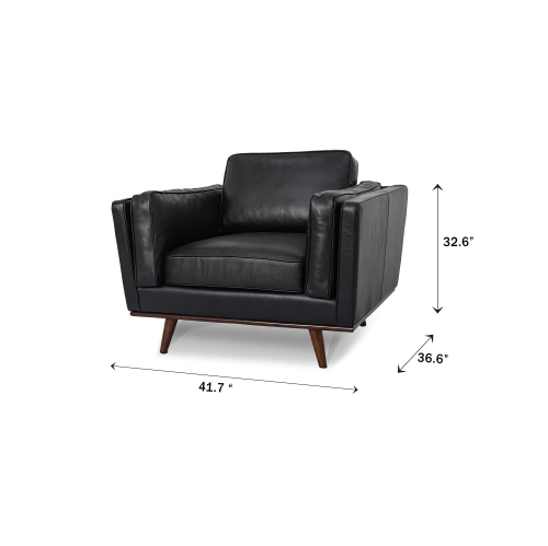 Fauteuil Home de Luxana en cuir haut de gamme Mousse haute densité moderne avec couches de fibres et de plumes – Noir