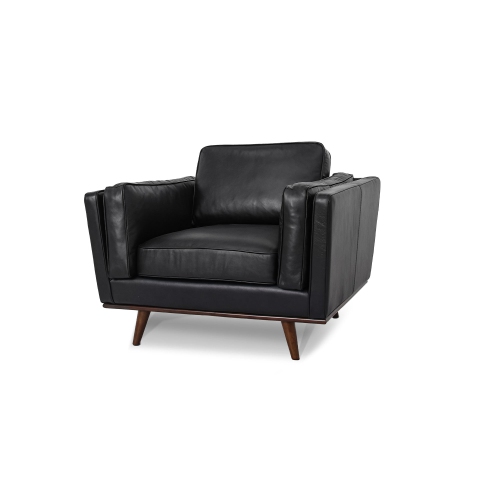 Fauteuil Home de Luxana en cuir haut de gamme Mousse haute densité moderne avec couches de fibres et de plumes – Noir