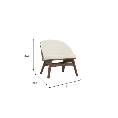 Luxana Home – Fauteuil d'appoint en tissu rubis doux chêne massif – Beige