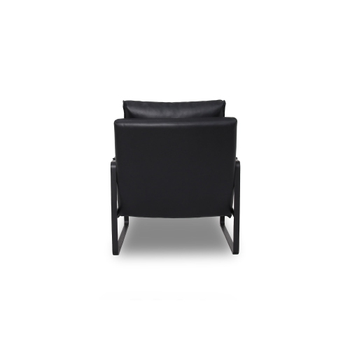 Luxana Home Accent Chair Semi-Aniline Full Top Leather High-Density Foam Feather + Fiber Back Cushion Modern – Black