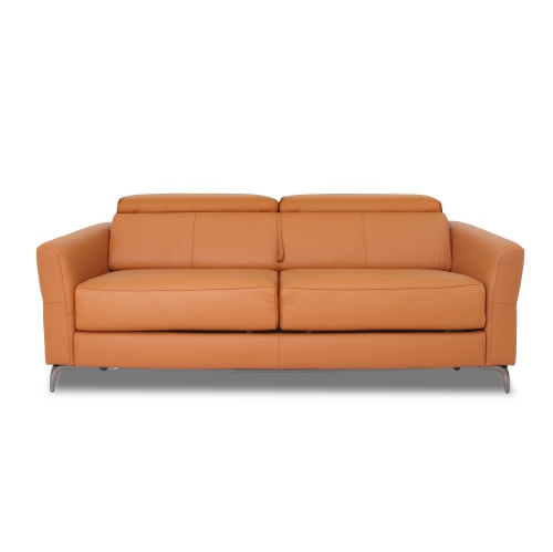 Canapé-lit 2 places avec appuie-tête réglable Matelas haut de gamme EN LATEX intégré Cuir de qualité supérieure – Cognac