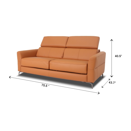 Canapé-lit 2 places avec appuie-tête réglable Matelas haut de gamme EN LATEX intégré Cuir de qualité supérieure – Cognac