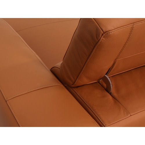Luxana Home Sofa Lounge 3-Seater Left Chase Premium Leather Sculpted High-Density Foam Cushions Chrome-Finished Metal Legs Recliner Modern– Cognac