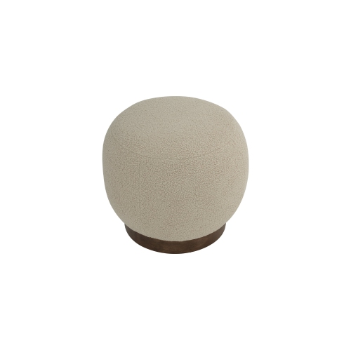 Luxana Home – Pouf beige chaleureux Oakaia à base en bois, tissu Teddy – Beige