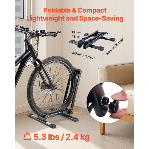 VEVOR 2 Pack Bike Racks , Fits 20 to 29 Inch Mountain & Road Bikes, Alloy Steel Rust-Resistant Bike Floor Stand Rack, Foldable Bicycle Stand for