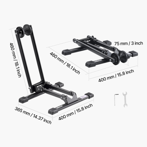 VEVOR 2 Pack Bike Racks , Fits 20 to 29 Inch Mountain & Road Bikes, Alloy Steel Rust-Resistant Bike Floor Stand Rack, Foldable Bicycle Stand for