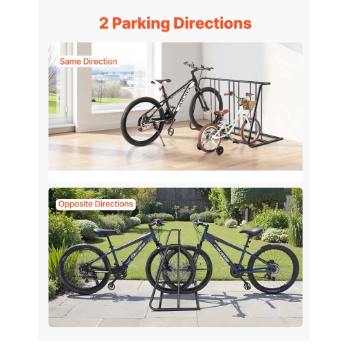 VEVOR 6-Bicycle Capacity Bike Rack, Fits Tire Width 3 Inch/76.2 mm, Carbon Steel Double-Sided Grid Bike Rack Stand, Freestanding Bicycle Storage