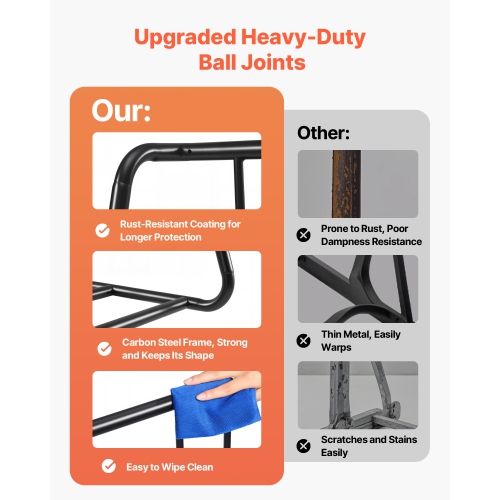 VEVOR 6-Bicycle Capacity Bike Rack, Fits Tire Width 3 Inch/76.2 mm, Carbon Steel Double-Sided Grid Bike Rack Stand, Freestanding Bicycle Storage