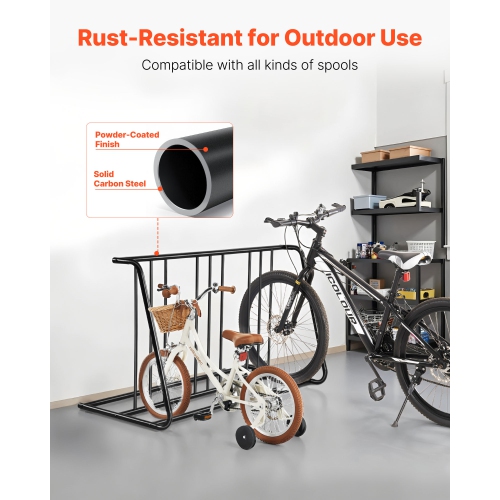 VEVOR 6-Bicycle Capacity Bike Rack, Fits Tire Width 3 Inch/76.2 mm, Carbon Steel Double-Sided Grid Bike Rack Stand, Freestanding Bicycle Storage