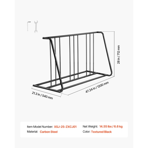 VEVOR 6-Bicycle Capacity Bike Rack, Fits Tire Width 3 Inch/76.2 mm, Carbon Steel Double-Sided Grid Bike Rack Stand, Freestanding Bicycle Storage