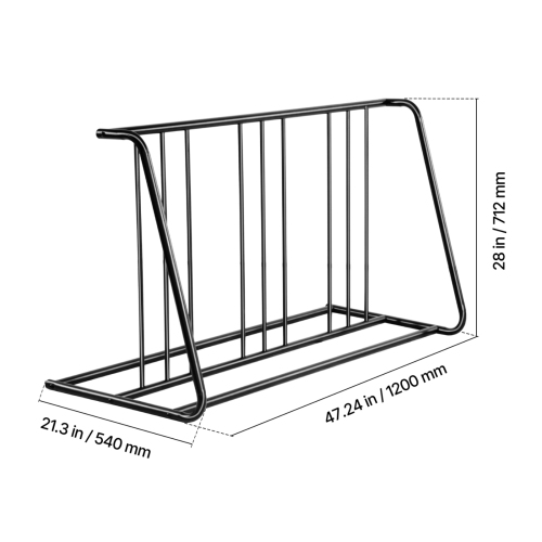 VEVOR 6-Bicycle Capacity Bike Rack, Fits Tire Width 3 Inch/76.2 mm, Carbon Steel Double-Sided Grid Bike Rack Stand, Freestanding Bicycle Storage