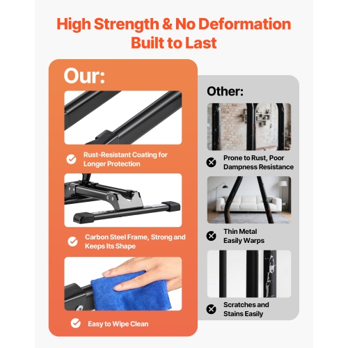 VEVOR 1 Pack Bike Rack, Fits 20 to 29 Inch Mountain & Road Bikes, Alloy Steel Rust-Resistant Bike Floor Stand Rack, Foldable Bicycle Stand for Home