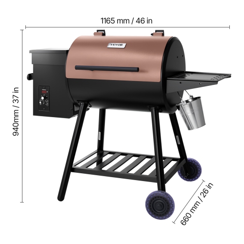 Fumoir à granules de bois 8-en-1 VEVOR, barbecues pour la cuisson à l'extérieur, gril électrique et fumoir de 456 pouces carrés, avec contrôleur