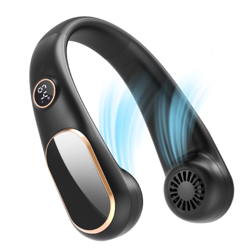 Ventilateur portatif pour le cou, ventilateur de cou sans pales rechargeable, recharge USB avec affichage numérique, idéal pour une utilisation en