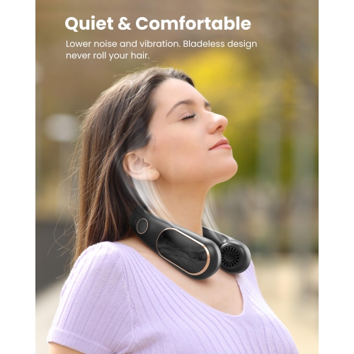 Ventilateur portatif pour le cou, ventilateur de cou sans pales rechargeable, recharge USB avec affichage numérique, idéal pour une utilisation en