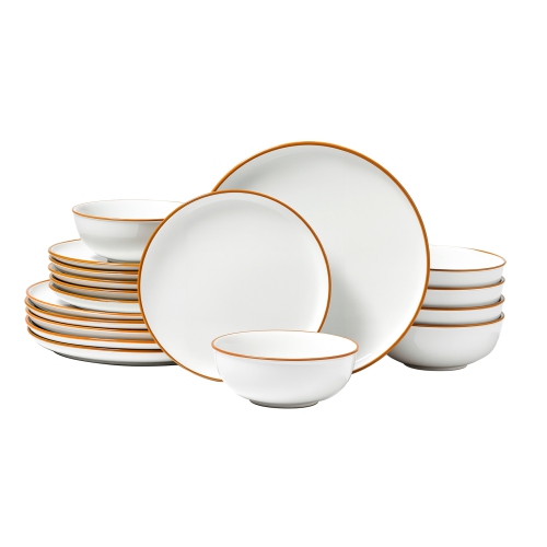 VEVOR 6 People Dinnerware Set, Round Plates and Bowls Sets, Scratch Resistant Ceramic Dinner Ware, Dishwasher and Microwave Suitable Kitchen Dishes,