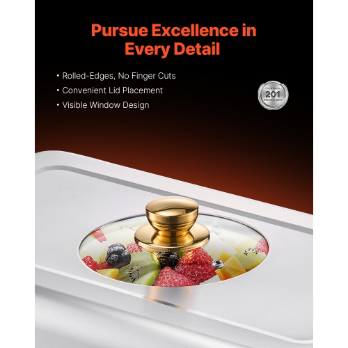 VEVOR 8 Qt 4 Pack Chafing Dish Buffet Set, Stainless Steel Chafer with 4 Full Size Pans, Rectangle Catering Warmer Server with Glass Lid Water Pan