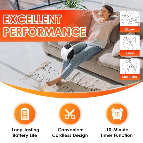 Infrared Therapeutic Knee Massager with Heating Function, 3 in 1 Wireless Knee Massager with Dot Screen for Pain Relief