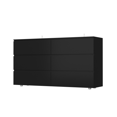 FUFU&GAGA Black 6-Drawer Standard Dresser with Silent Slide Rails, Anti-Tipping Safety Feature,Black
