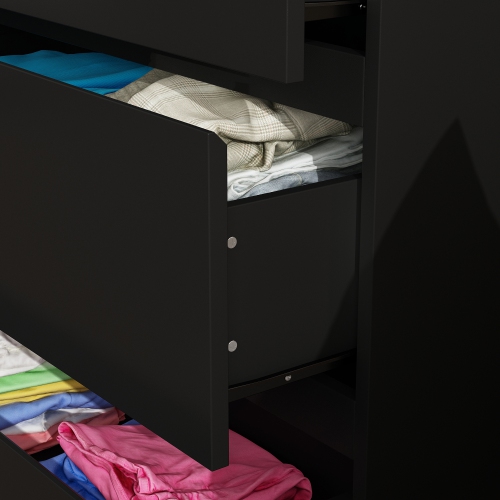 FUFU&GAGA Black 6-Drawer Standard Dresser with Silent Slide Rails, Anti-Tipping Safety Feature,Black