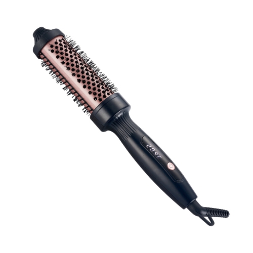Brosse thermique pour look-séchoir, brosse à friser ronde chauffée, outils de coiffure pour lisser le volume, fer à friser à double tension pour les