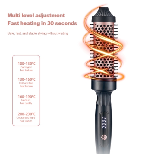 Brosse thermique pour look-séchoir, brosse à friser ronde chauffée, outils de coiffure pour lisser le volume, fer à friser à double tension pour les