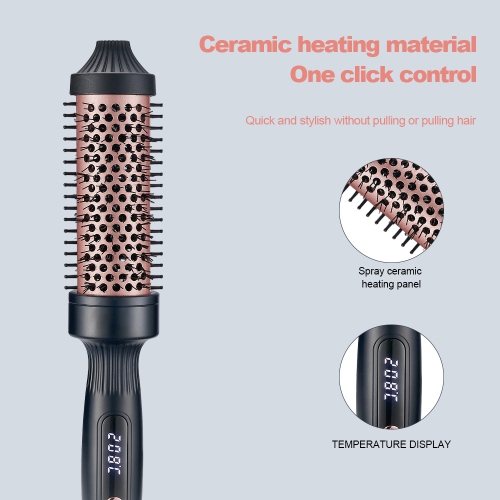 Brosse thermique pour look-séchoir, brosse à friser ronde chauffée, outils de coiffure pour lisser le volume, fer à friser à double tension pour les