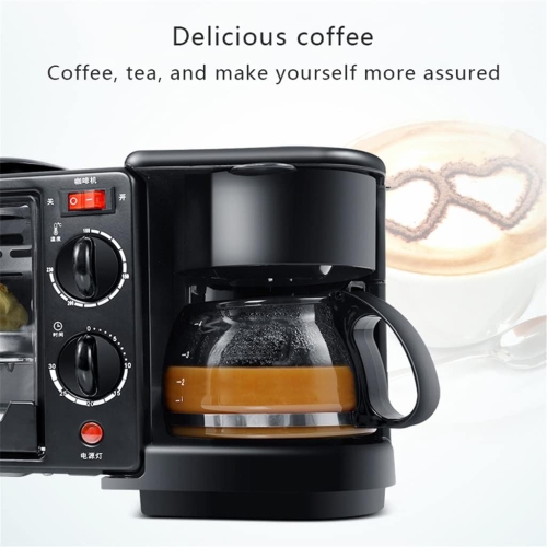 Bread Machine Multifunction Breakfast Making Machine 3 in 1 Electric Coffee Maker Omelette Frying Pan Bread Pizza Baking Oven Household Breakfast
