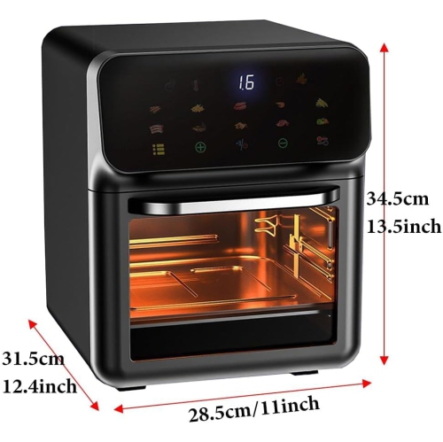 10L Large Air Fryers Oven with Rotisserie for Family Digital 1350W,0-60 Minutes Free Timer,15 in 1 Multicooker, Roast, Grill, Bake, Toast, Fry,